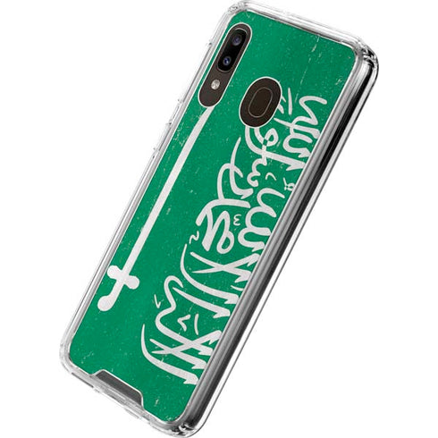 Saudi Arabia Flag Distressed Galaxy A30 Clear Case
